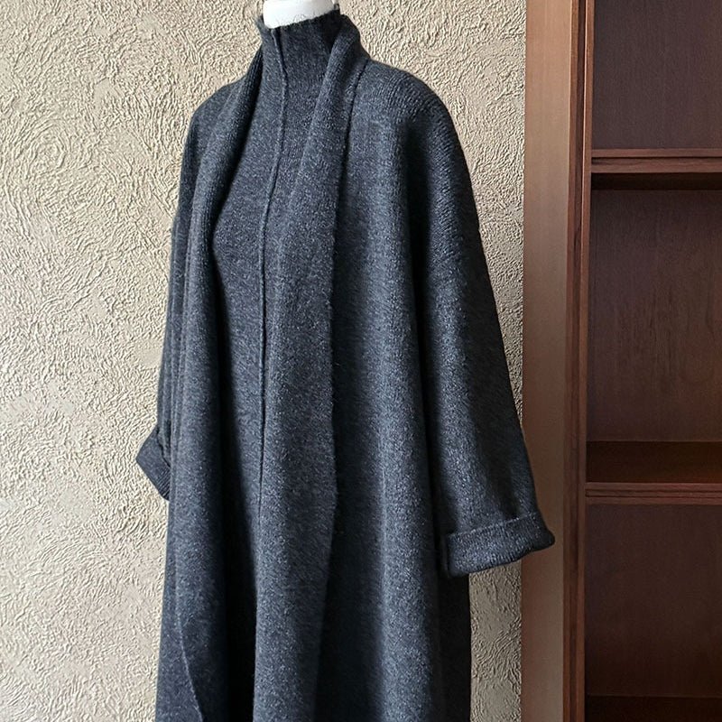 Long Knit Cardigan With Turtleneck Inner Dress For Autumn & Winter (MS177) - Image 12
