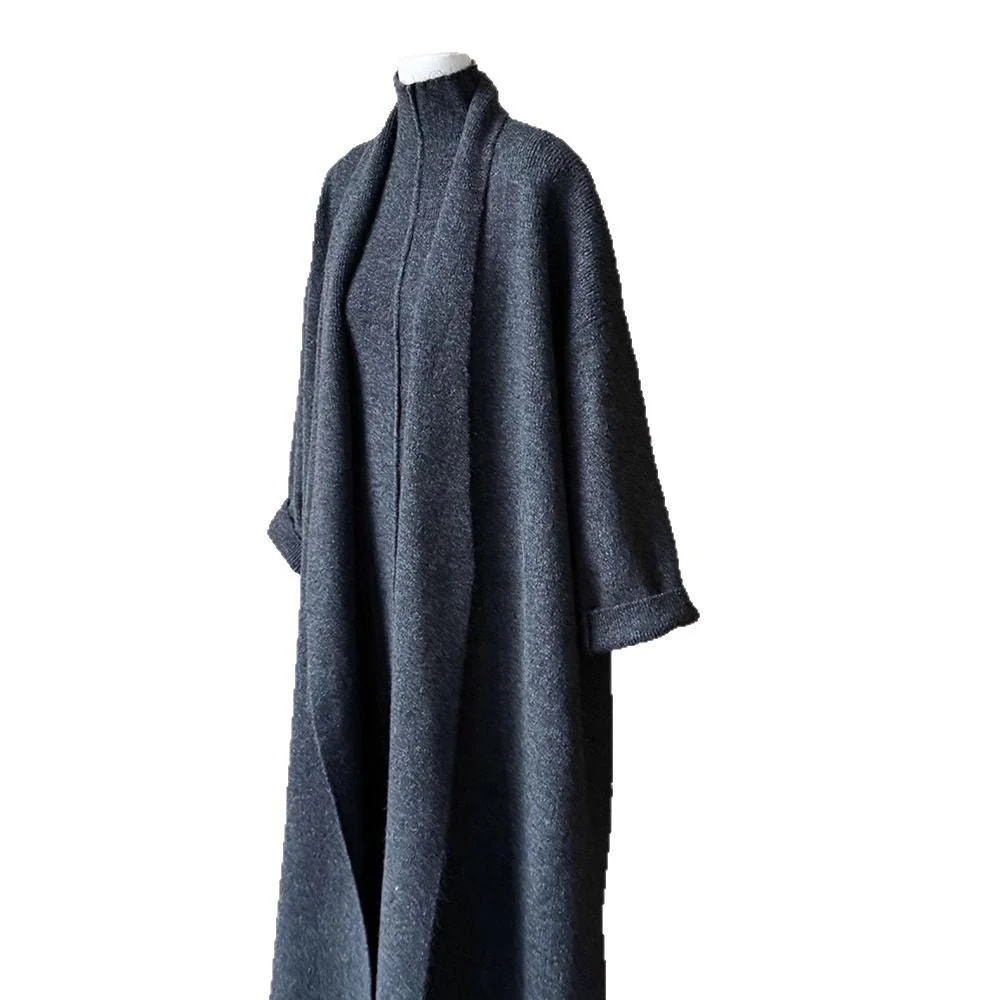 Long Knit Cardigan With Turtleneck Inner Dress For Autumn & Winter (MS177) - Image 16