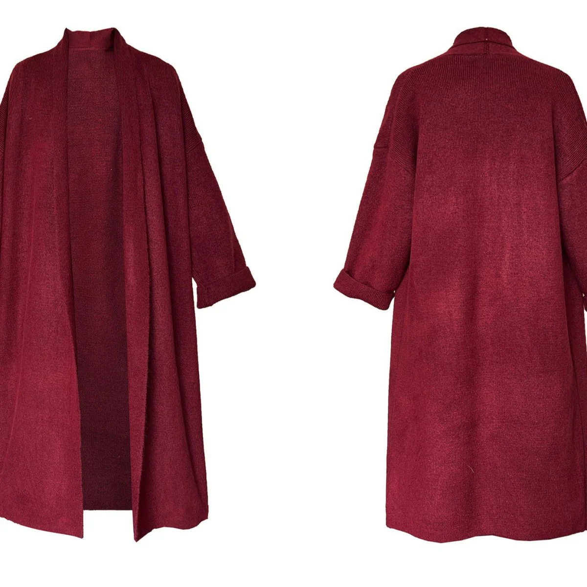 Long Knit Cardigan With Turtleneck Inner Dress For Autumn & Winter (MS177) - Image 6