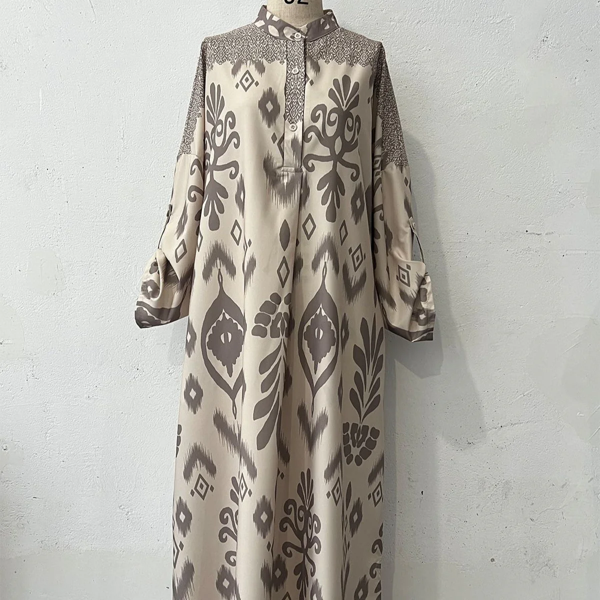 Long Sleeve Modest Maxi Dress | Elegant Ethnic Pattern Kaftan(MA379) - Image 4