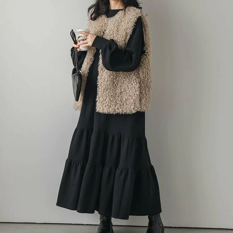 Loose Fit Ruffled Sweatshirt Maxi Dress(MS151) - Image 4