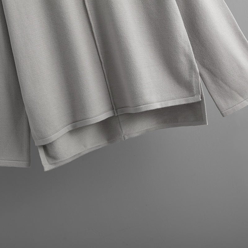 Loose Fit Solid Color Knit Two-Piece Set | Pullover Sweater & Wide Leg Pants with Side Slits(MS143) - Image 18