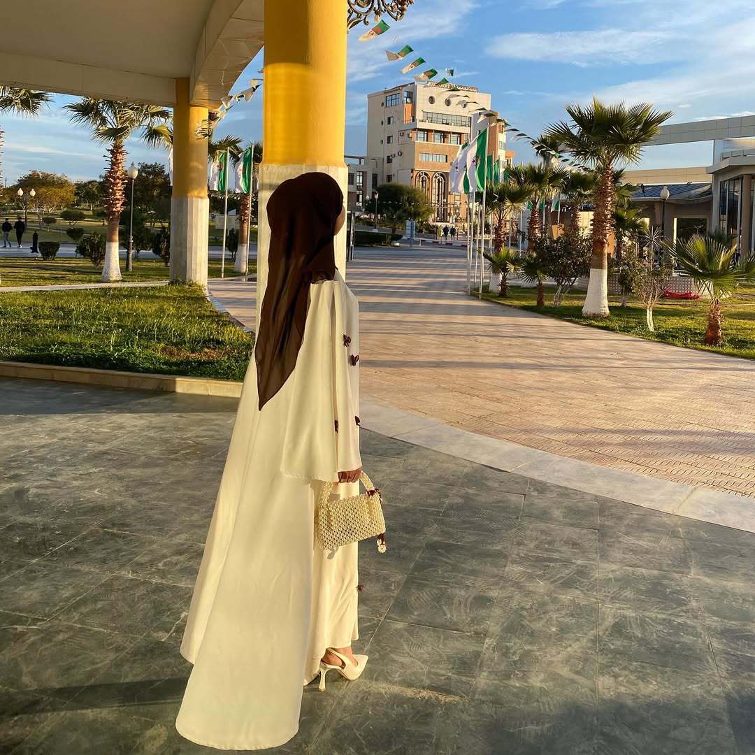 Loose Hem Long Abaya with Bell Sleeves & Butterfly Bow Detail (MA151) - Image 8