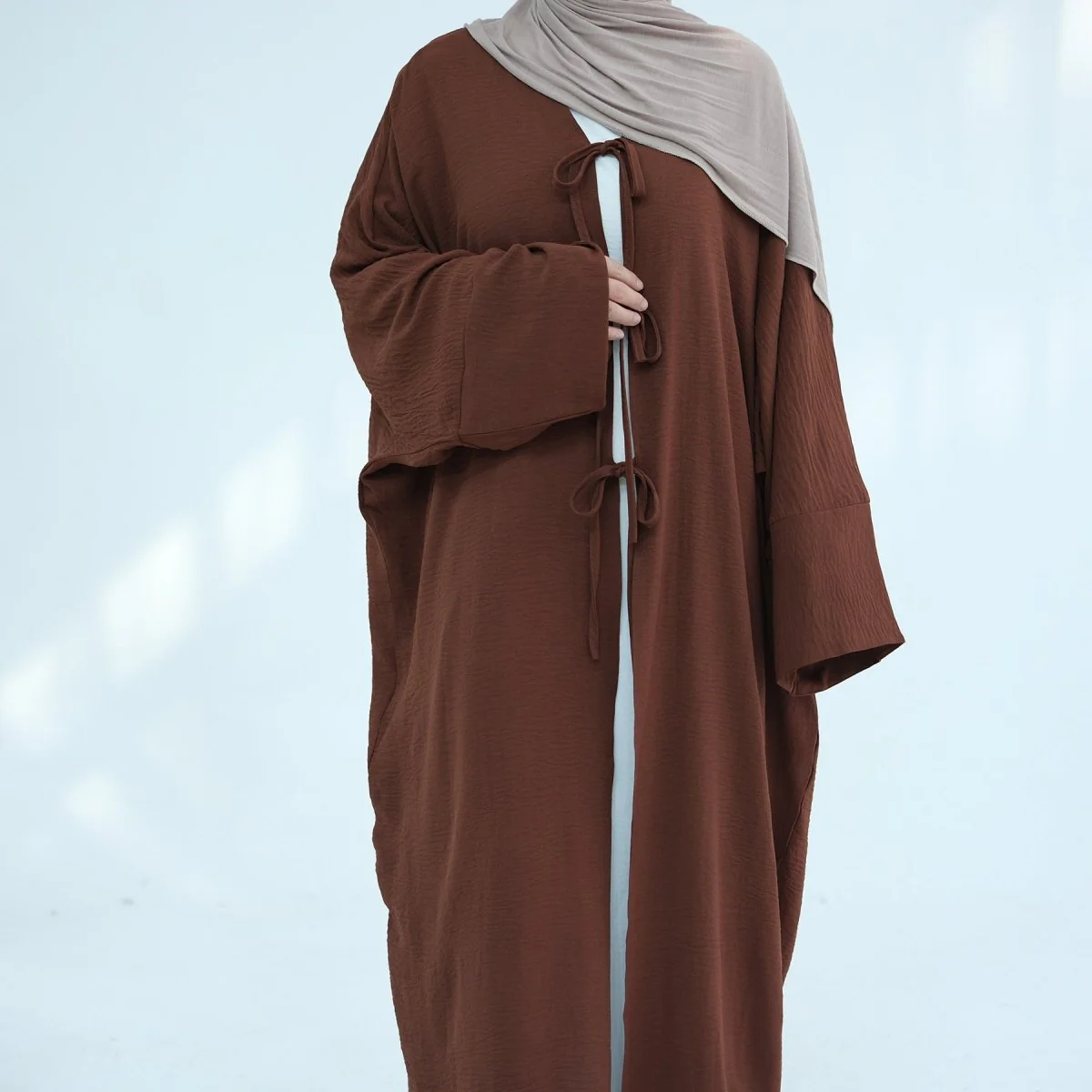 Loose Lace-Up Kimono Open Abaya (MOA107) - Image 11