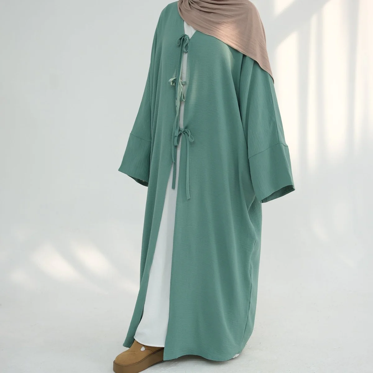 Loose Lace-Up Kimono Open Abaya (MOA107) - Image 13