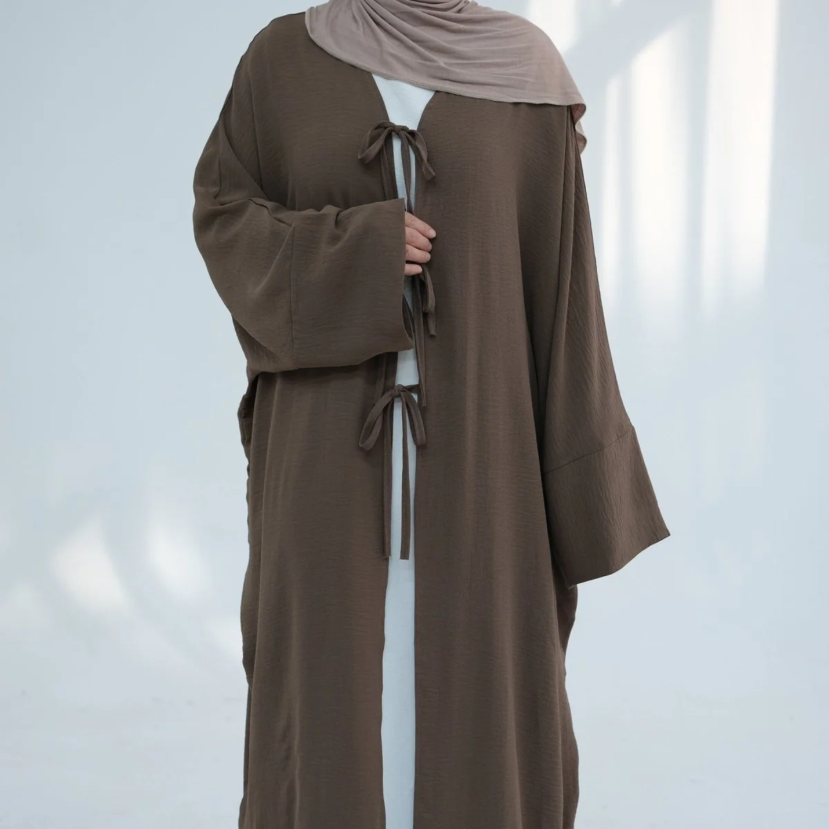 Loose Lace-Up Kimono Open Abaya (MOA107) - Image 15