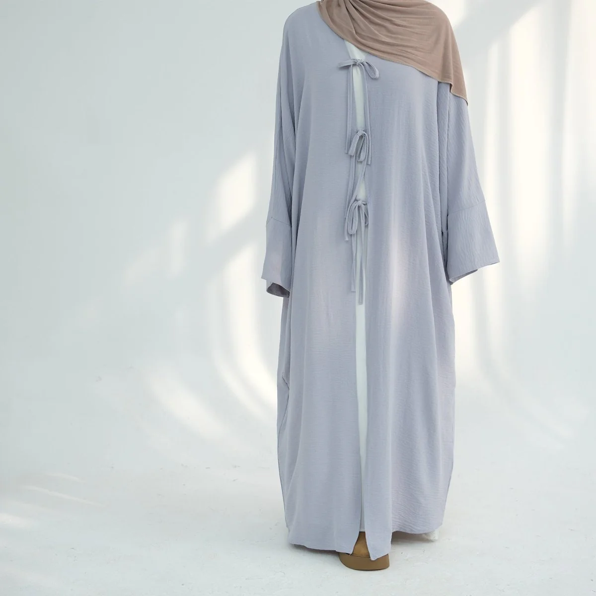 Loose Lace-Up Kimono Open Abaya (MOA107) - Image 16