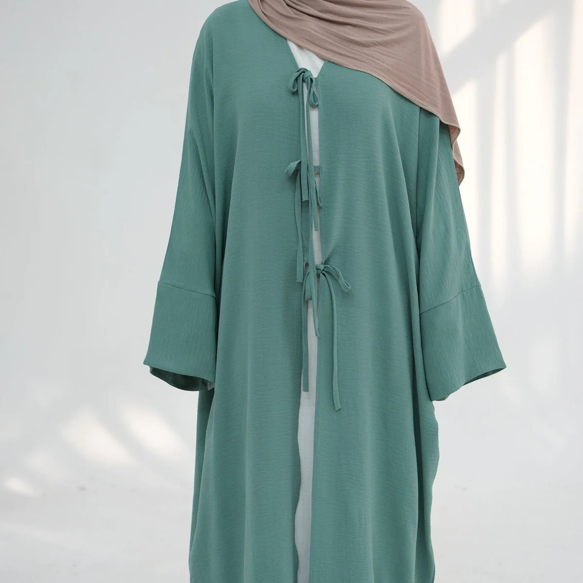 Loose Lace-Up Kimono Open Abaya (MOA107) - Image 3