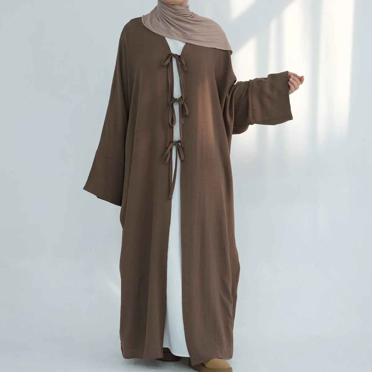 Loose Lace-Up Kimono Open Abaya (MOA107) - Image 5