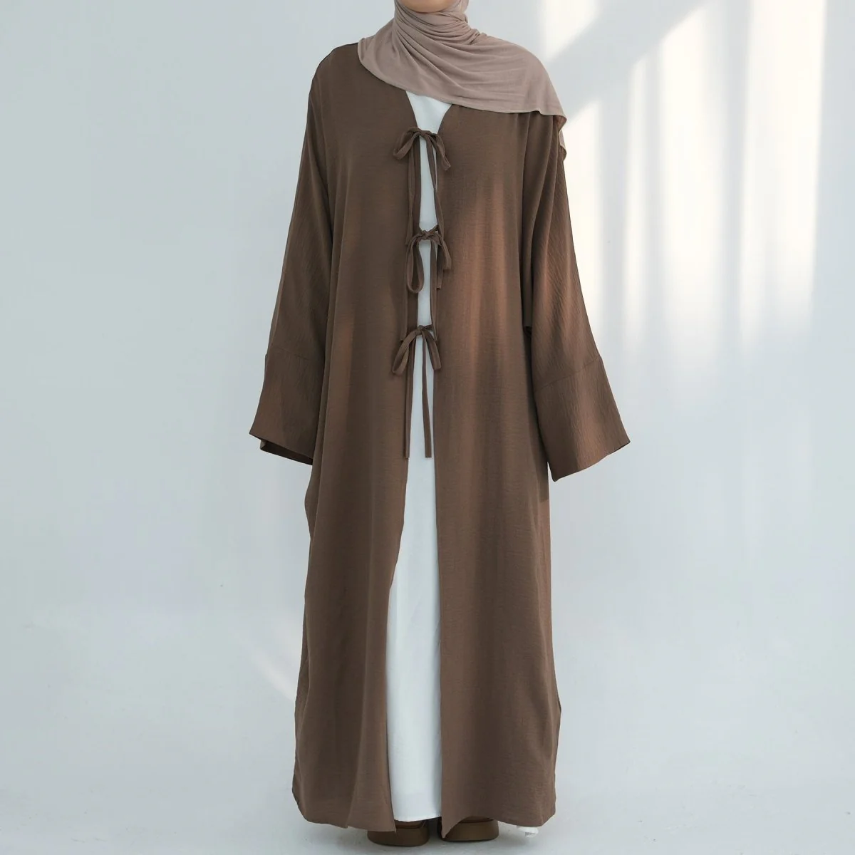 Loose Lace-Up Kimono Open Abaya (MOA107) - Image 6