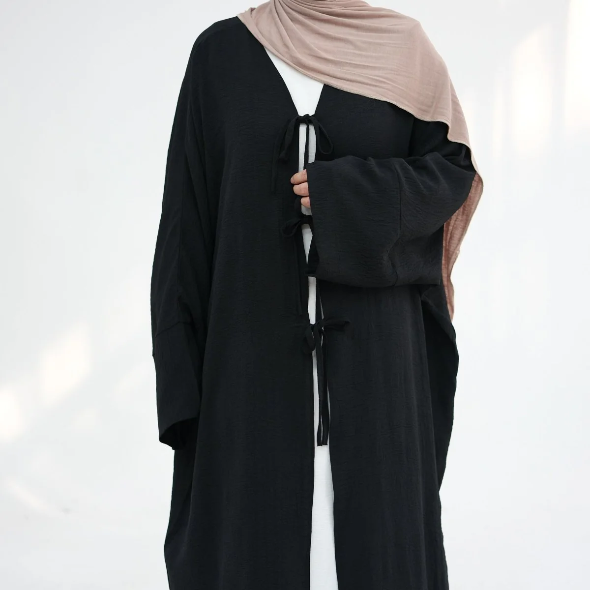 Loose Lace-Up Kimono Open Abaya (MOA107) - Image 8
