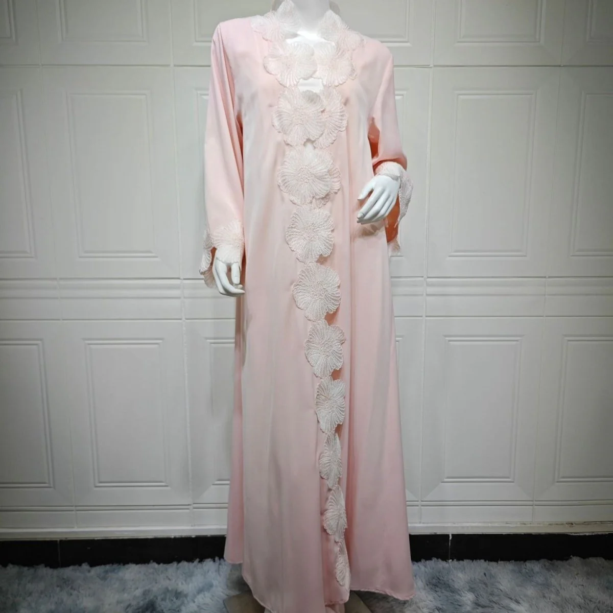 loral Appliqué Open Abaya (MOA286) - Image 7