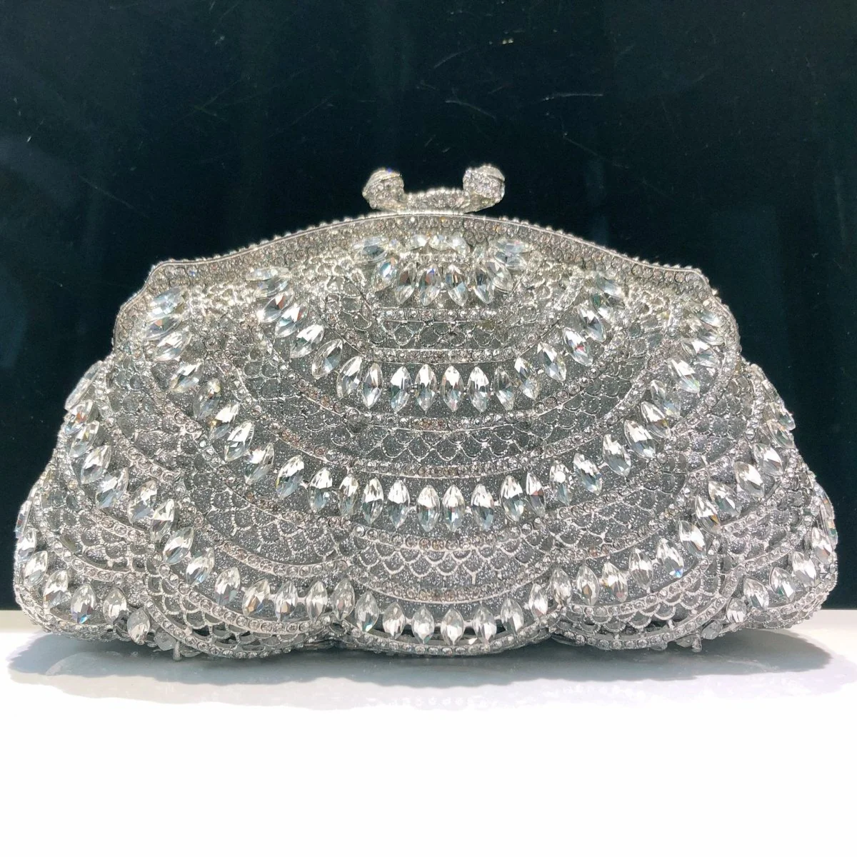 Luminous Artistry Clutch Hand-Set Crystal Embellished Metal Frame Evening Bag (MAC273)
