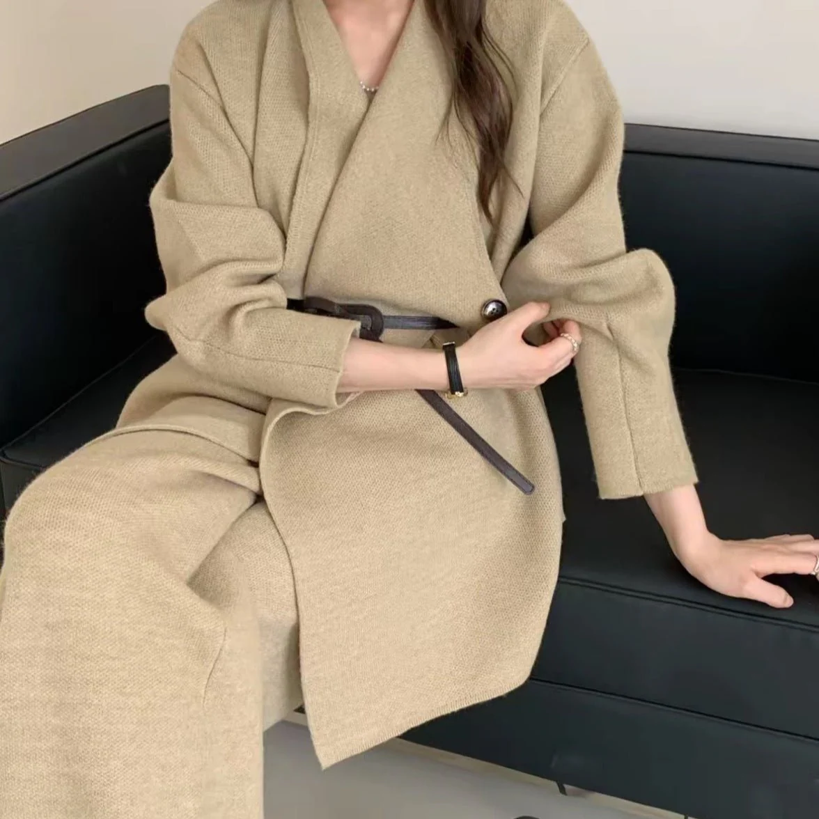 Luxe Knit Blazer & Wide-Leg Pants Set(MS197) - Image 11
