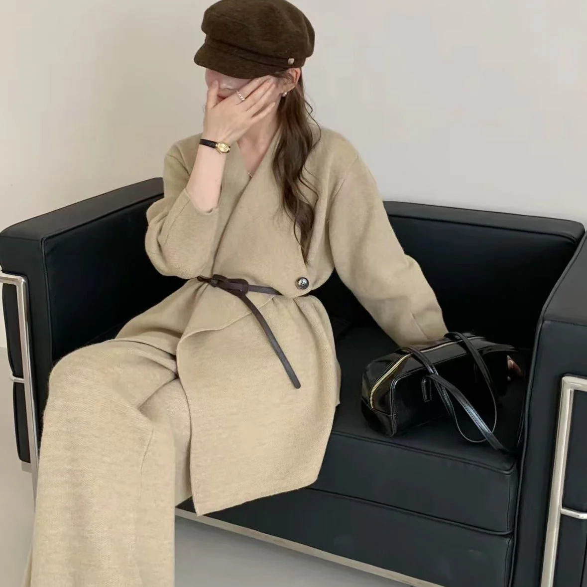 Luxe Knit Blazer & Wide-Leg Pants Set(MS197) - Image 12
