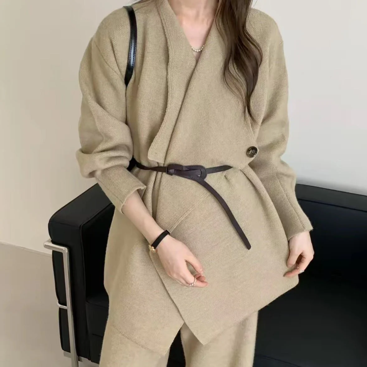 Luxe Knit Blazer & Wide-Leg Pants Set(MS197) - Image 13