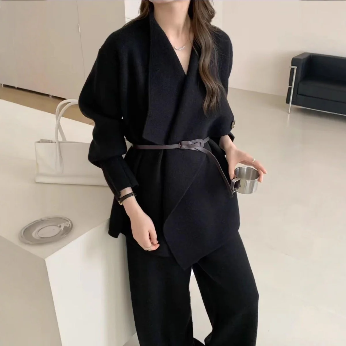Luxe Knit Blazer & Wide-Leg Pants Set(MS197) - Image 4