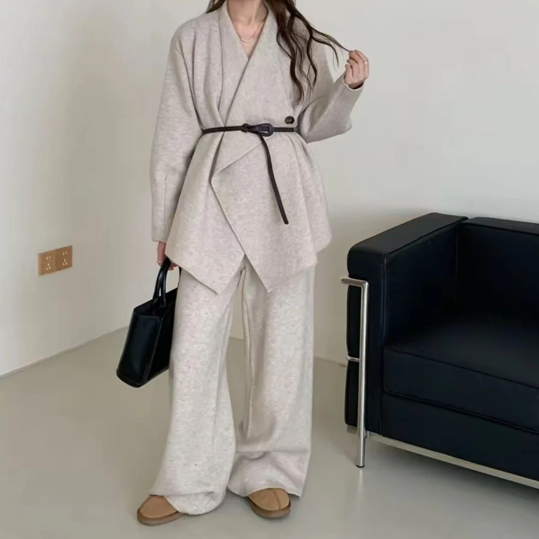 Luxe Knit Blazer & Wide-Leg Pants Set(MS197) - Image 9