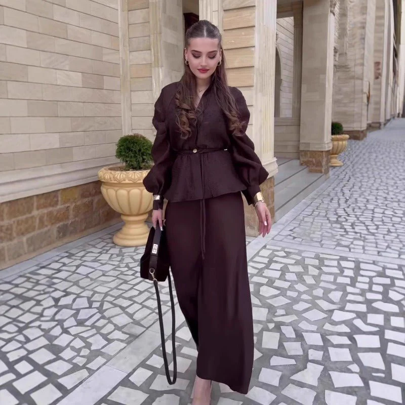 Luxe Satin Wrap Top & Maxi Skirt Set(MS186) - Image 2