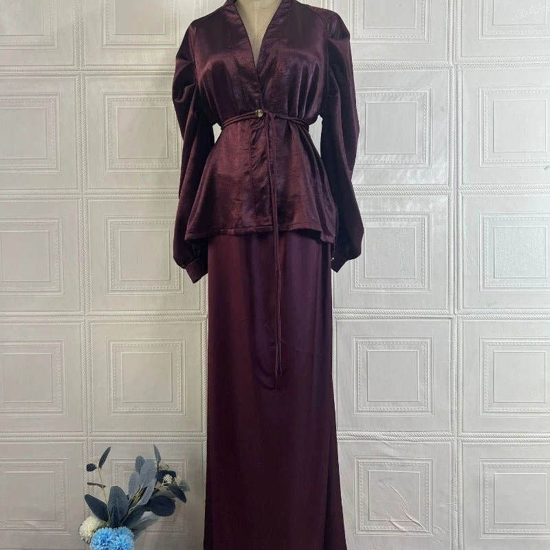Luxe Satin Wrap Top & Maxi Skirt Set(MS186) - Image 4