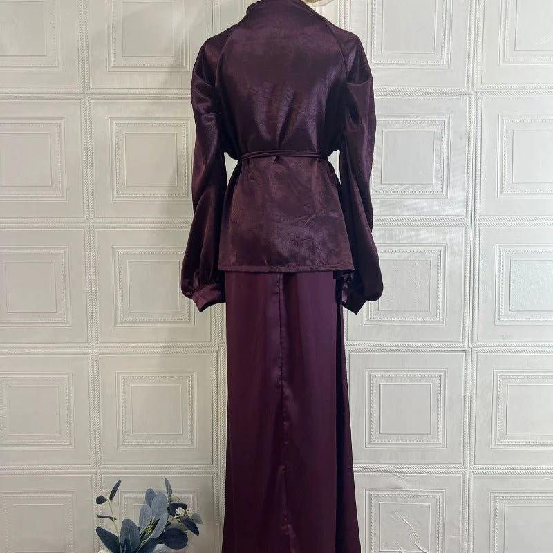 Luxe Satin Wrap Top & Maxi Skirt Set(MS186) - Image 5