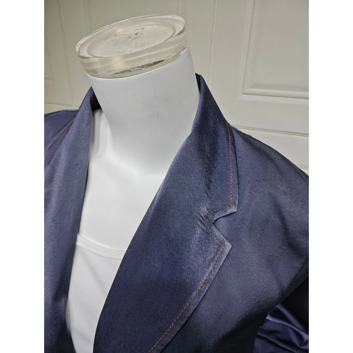 Luxe Suede Robe Dress | Navy Blue  Maxi with Gold Accents & Bell Sleeves (MOA200) - Image 9