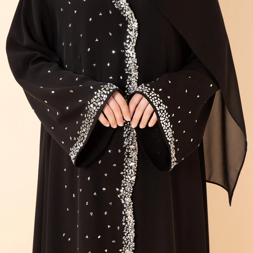 Luxury Black Starry Diamond Abaya (MOA240) - Image 2
