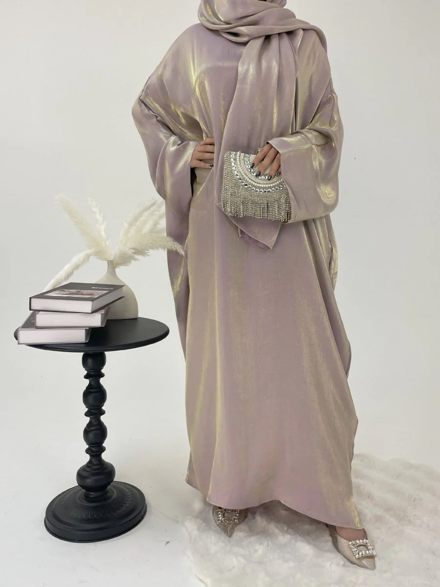 Luxury Bubble Sleeve Abaya Dress | Muslim Elegant Evening Wear Glossy Modest Robe (MA245) - Image 14
