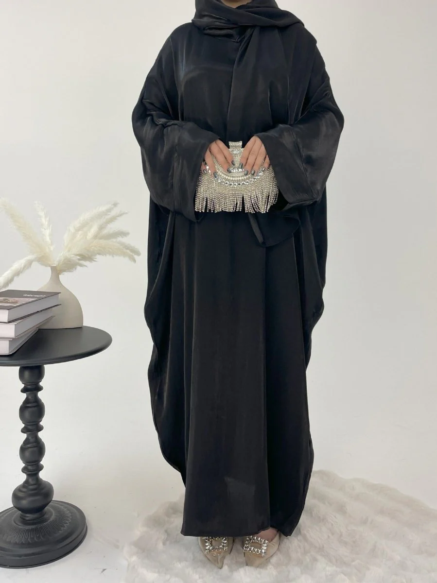 Luxury Bubble Sleeve Abaya Dress | Muslim Elegant Evening Wear Glossy Modest Robe (MA245) - Image 18