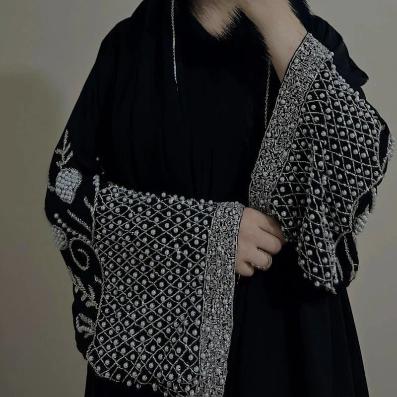 Luxury Embellished Open Abaya & Hijab Set (MOA276) - Image 3