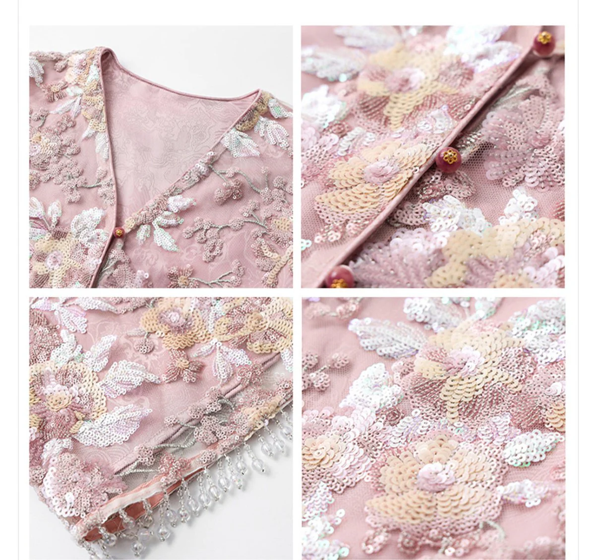 Luxury Embroidered Floral Jacket & Skirt Set(MS307) - Image 12