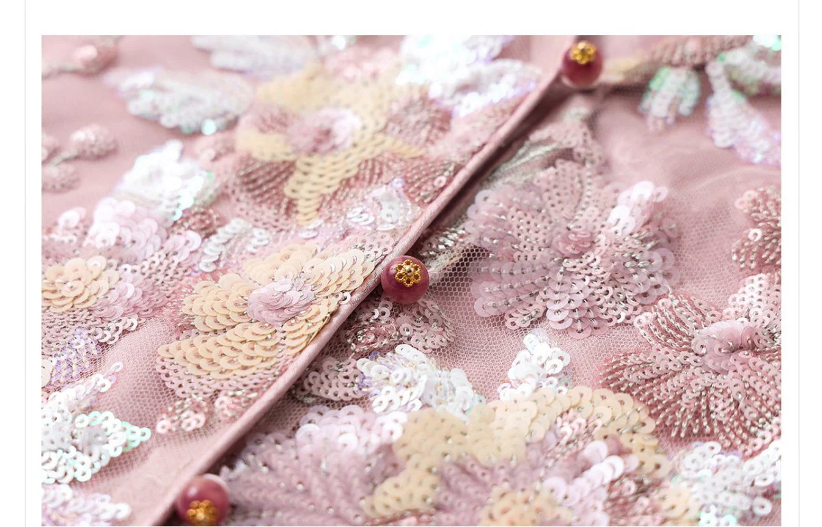 Luxury Embroidered Floral Jacket & Skirt Set(MS307) - Image 14