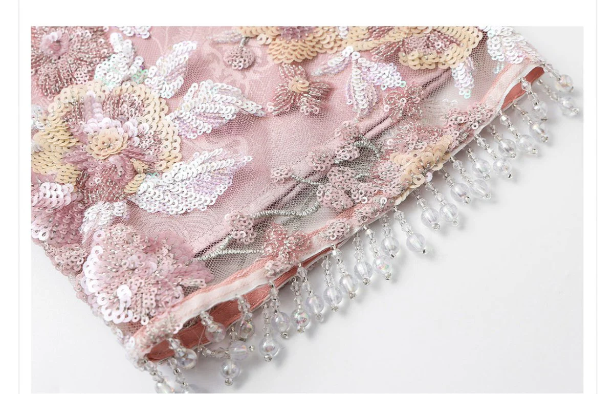 Luxury Embroidered Floral Jacket & Skirt Set(MS307) - Image 15