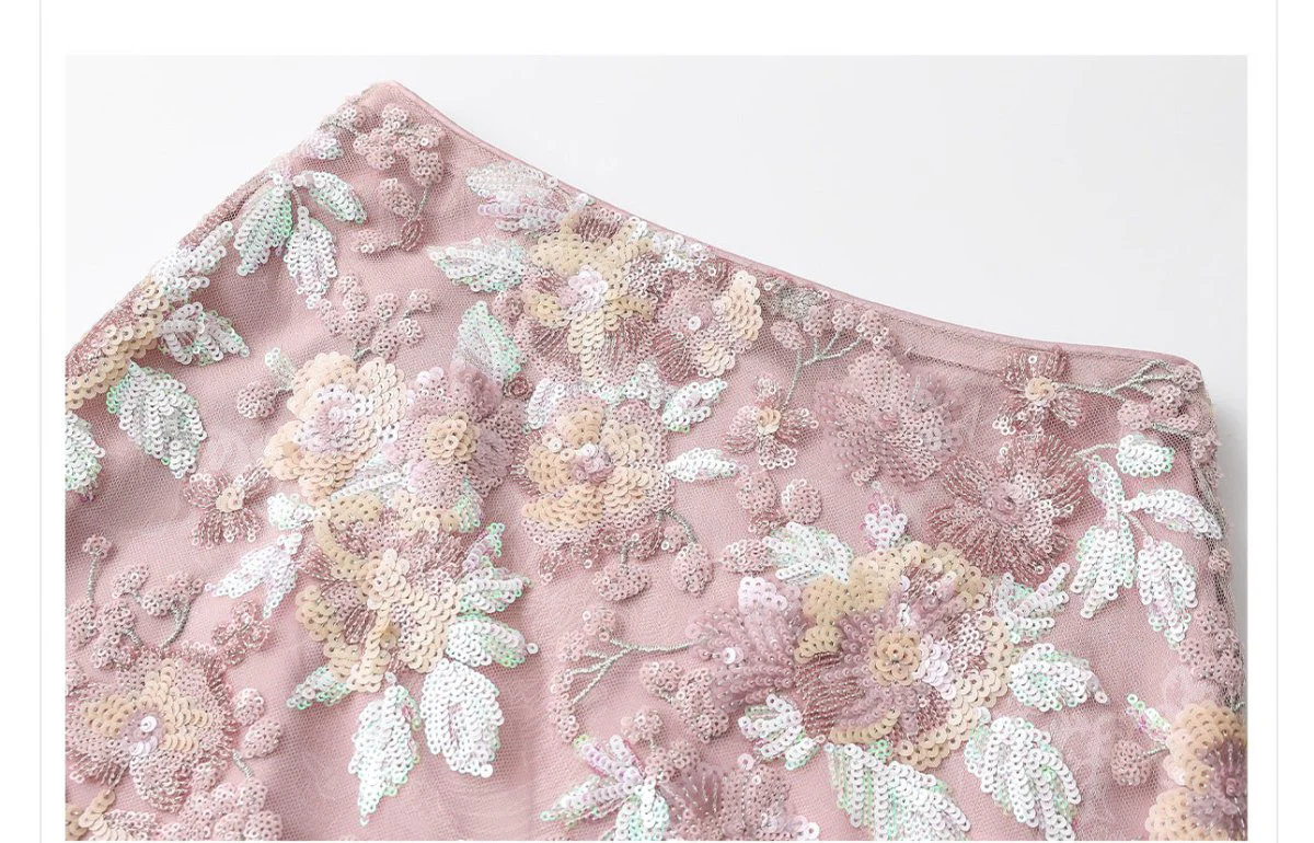 Luxury Embroidered Floral Jacket & Skirt Set(MS307) - Image 18