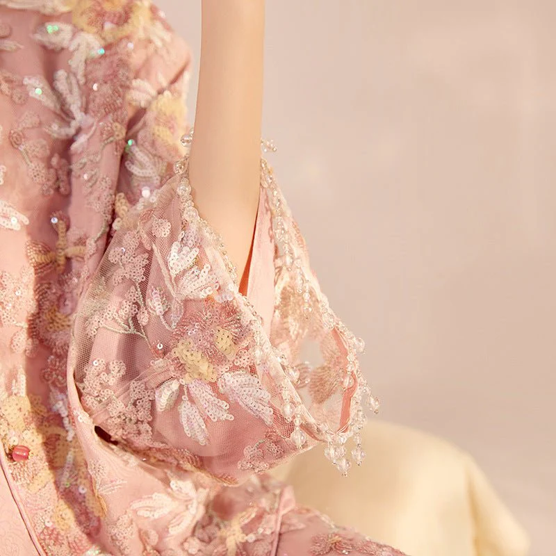 Luxury Embroidered Floral Jacket & Skirt Set(MS307) - Image 2
