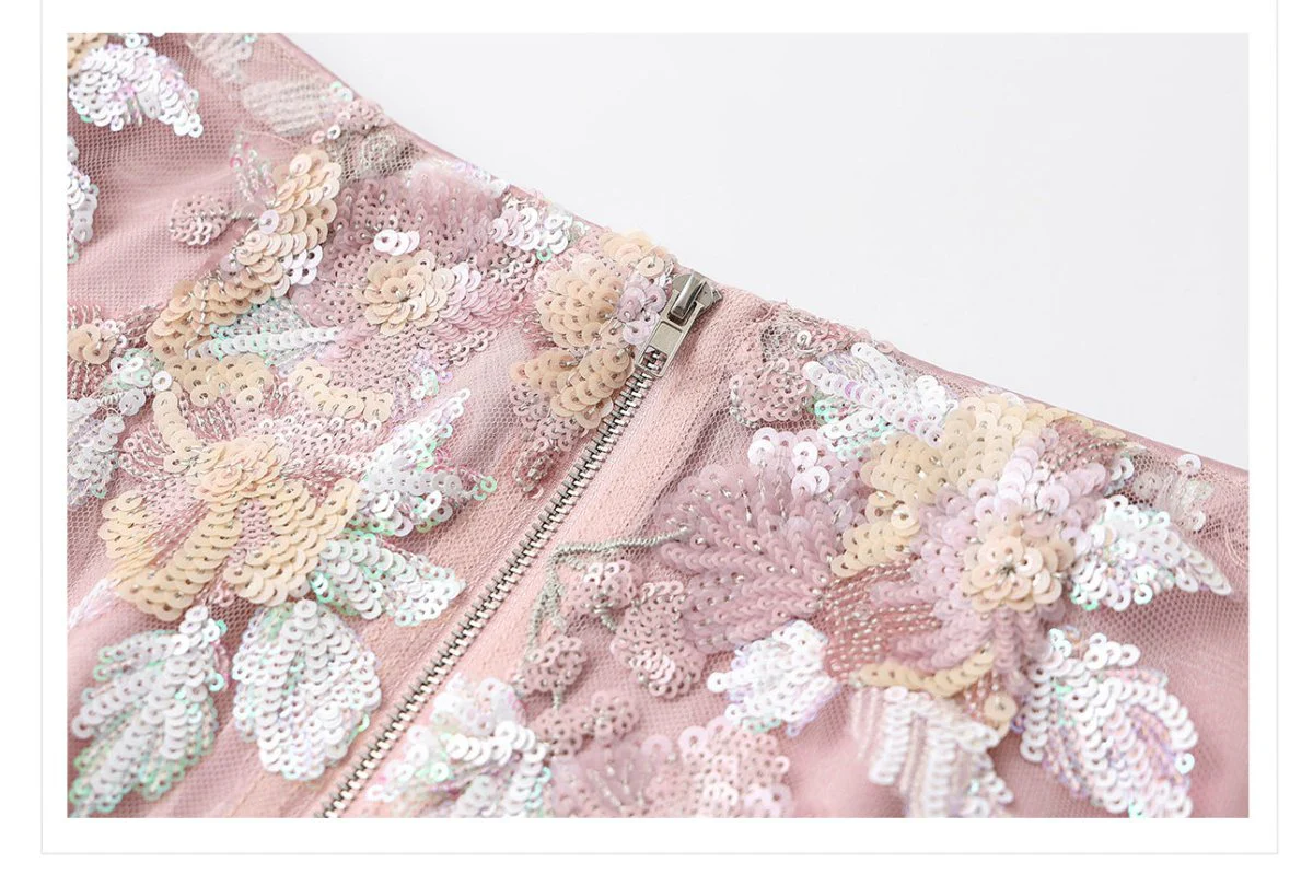 Luxury Embroidered Floral Jacket & Skirt Set(MS307) - Image 20