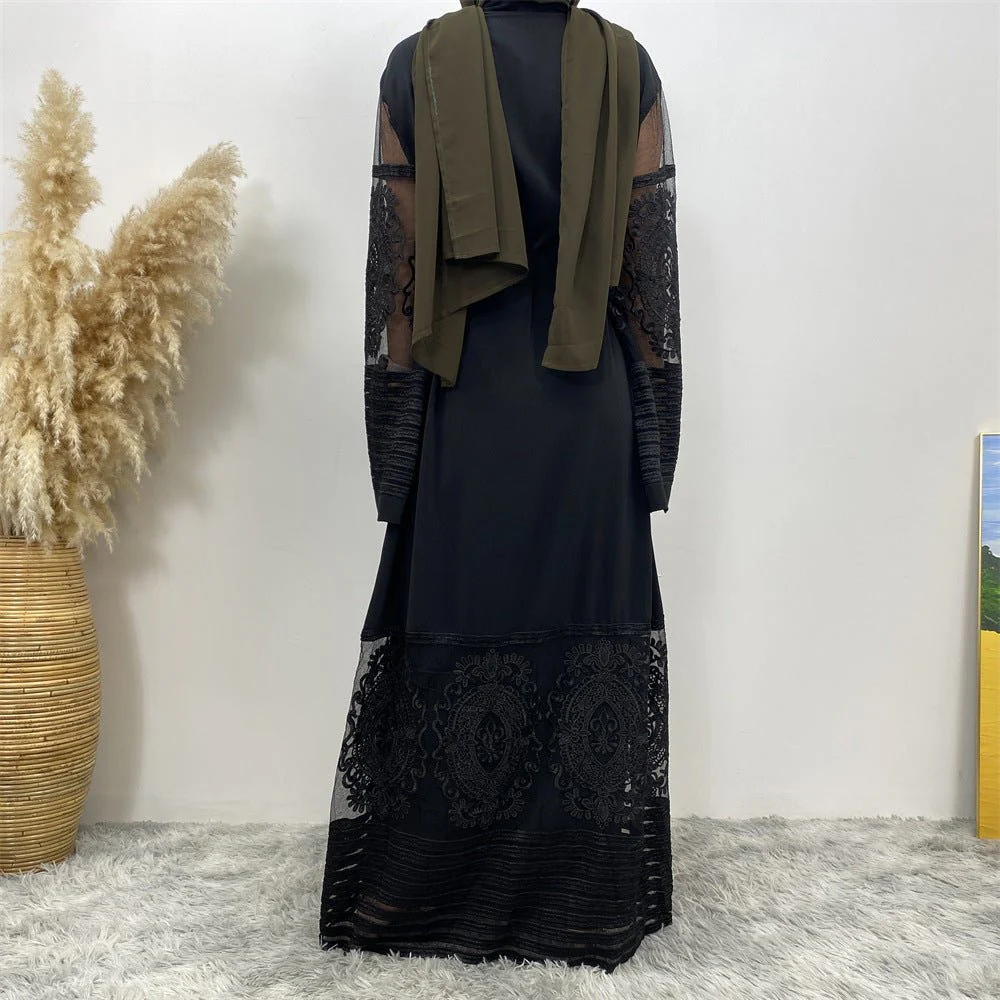 Luxury Embroidered Mesh Cardigan Abaya Dress (MOA161) - Image 19