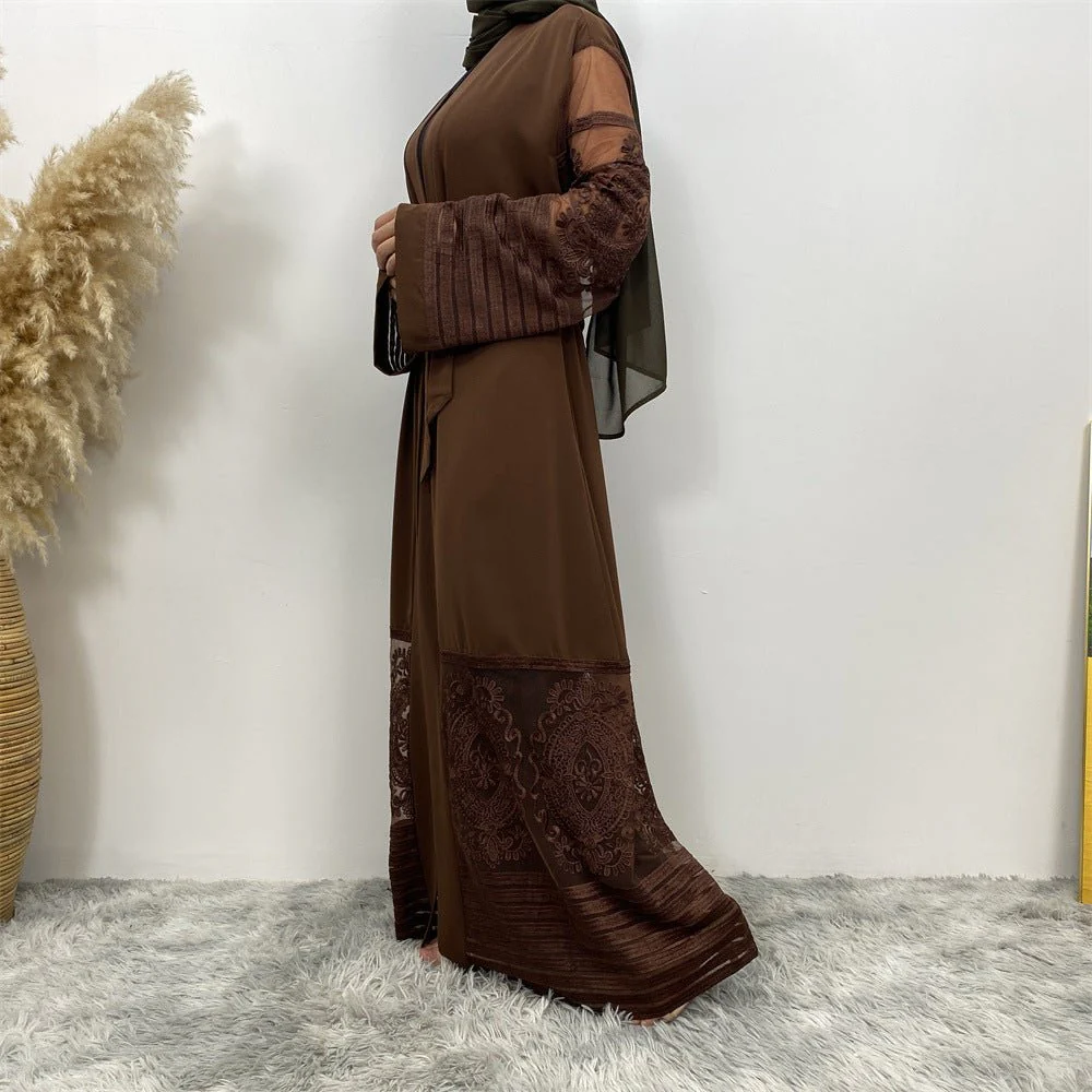 Luxury Embroidered Mesh Cardigan Abaya Dress (MOA161) - Image 24