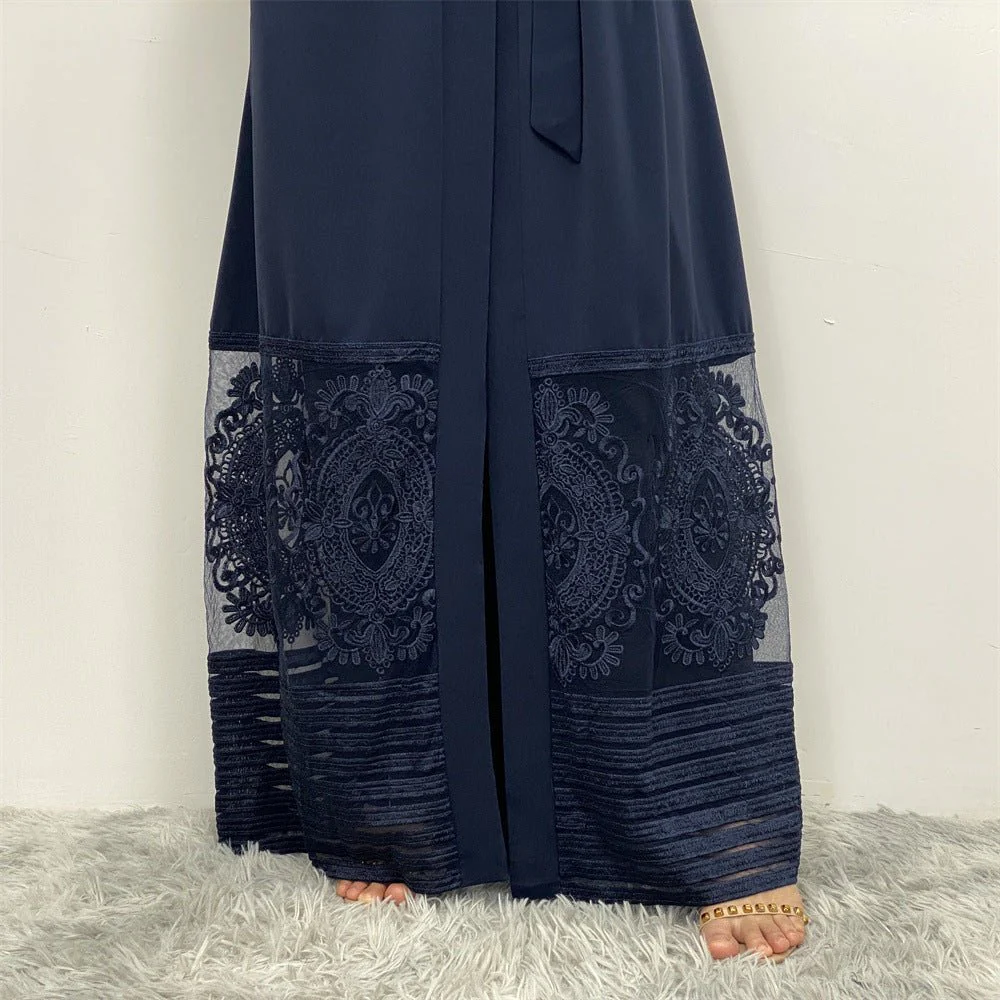 Luxury Embroidered Mesh Cardigan Abaya Dress (MOA161) - Image 32