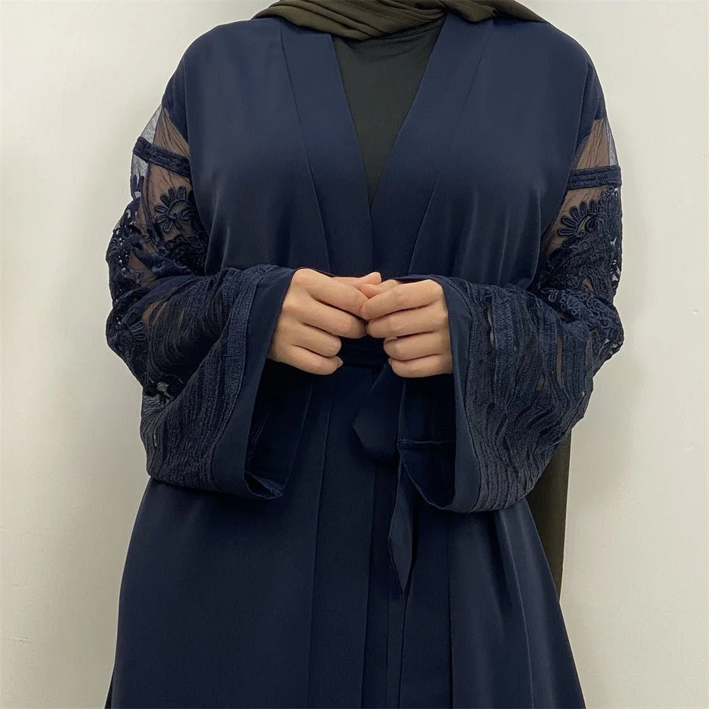 Luxury Embroidered Mesh Cardigan Abaya Dress (MOA161) - Image 33