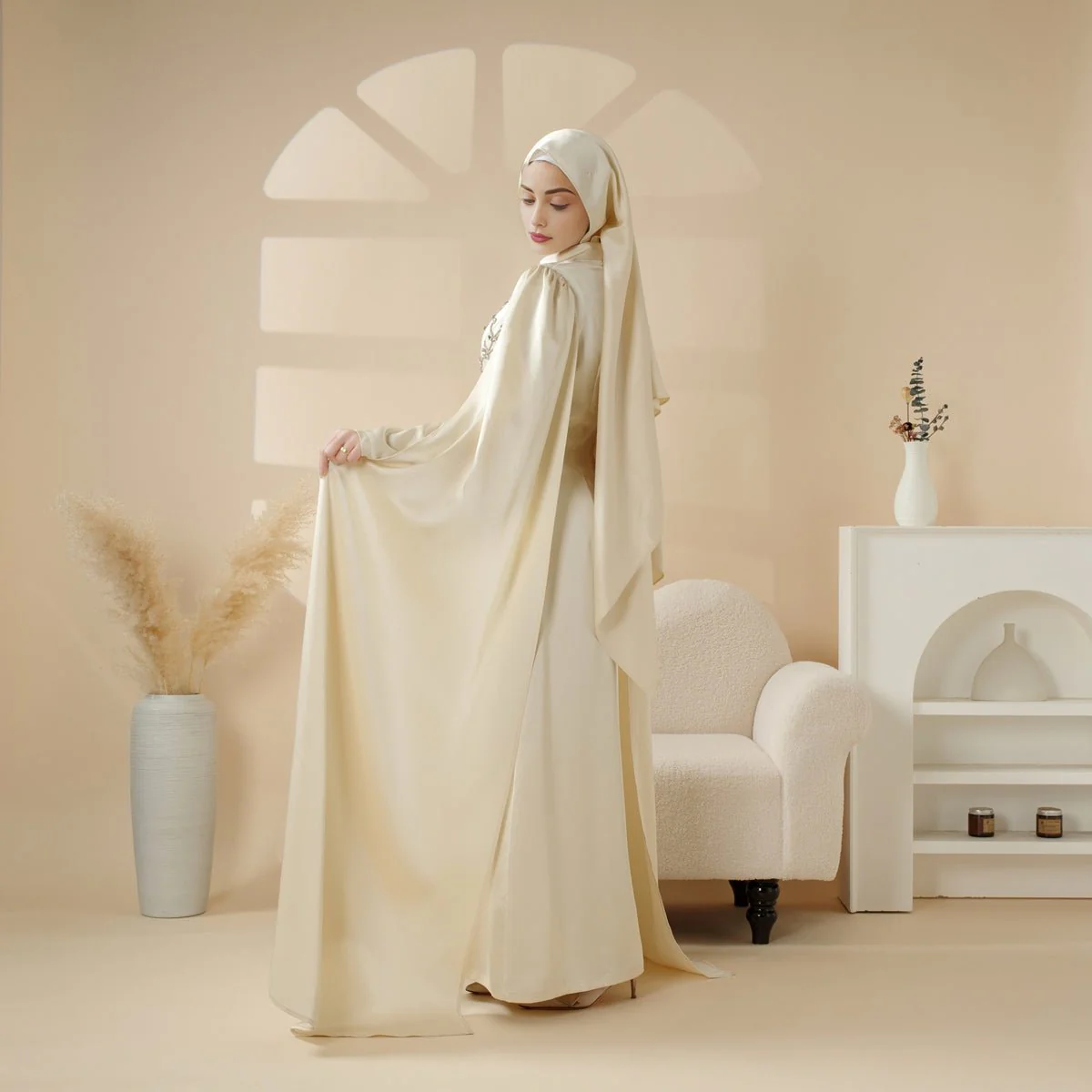 Luxury Hand-Embellished Cape Abaya (MA144) - Image 3