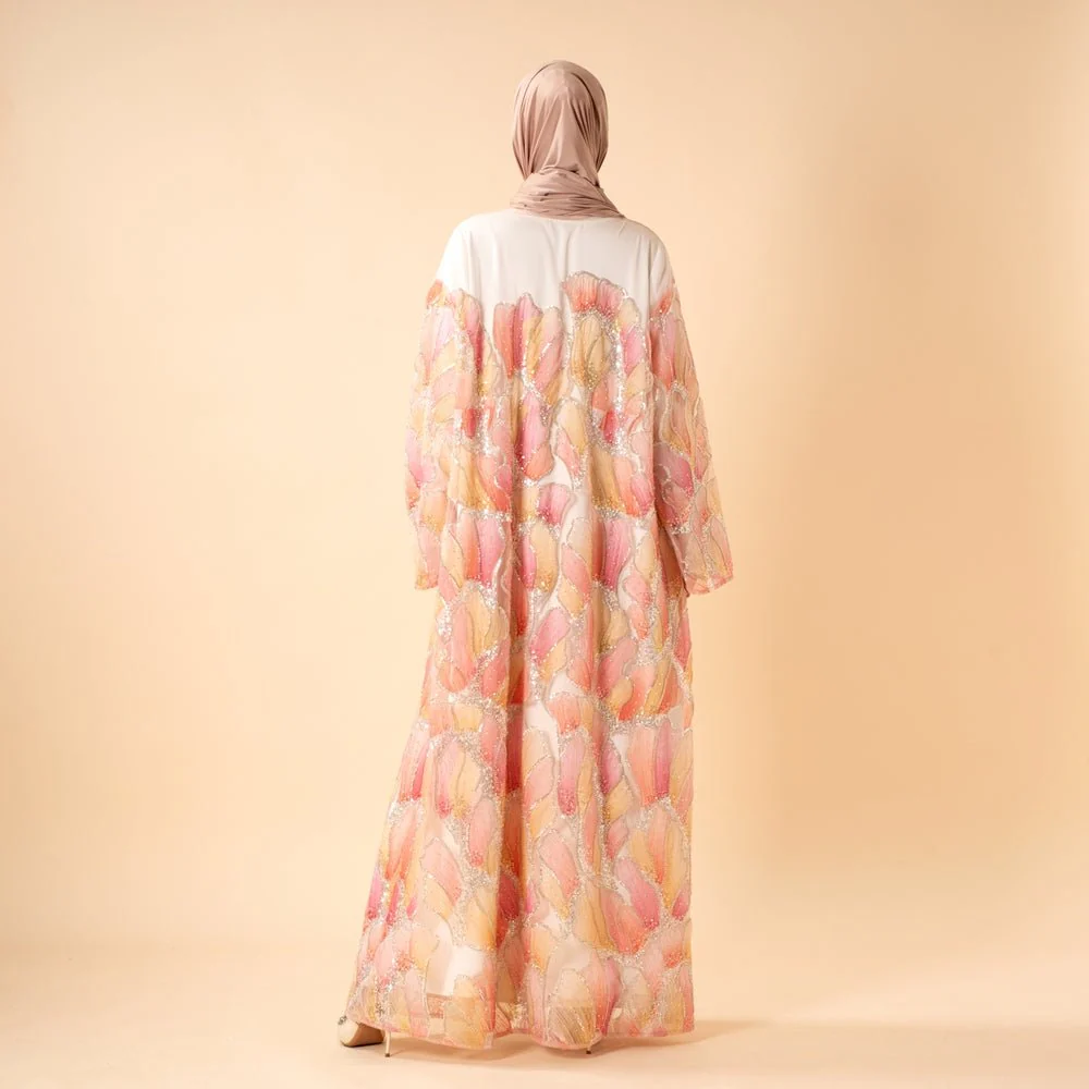 Petal Glow Hand-Embroidered Open Abaya — Secret Garden Series (MOA295) - Image 10