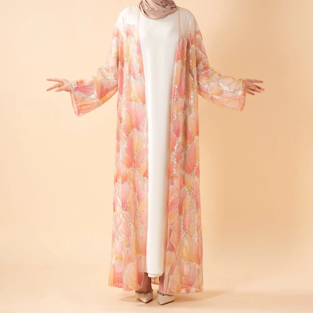 Petal Glow Hand-Embroidered Open Abaya — Secret Garden Series (MOA295) - Image 8