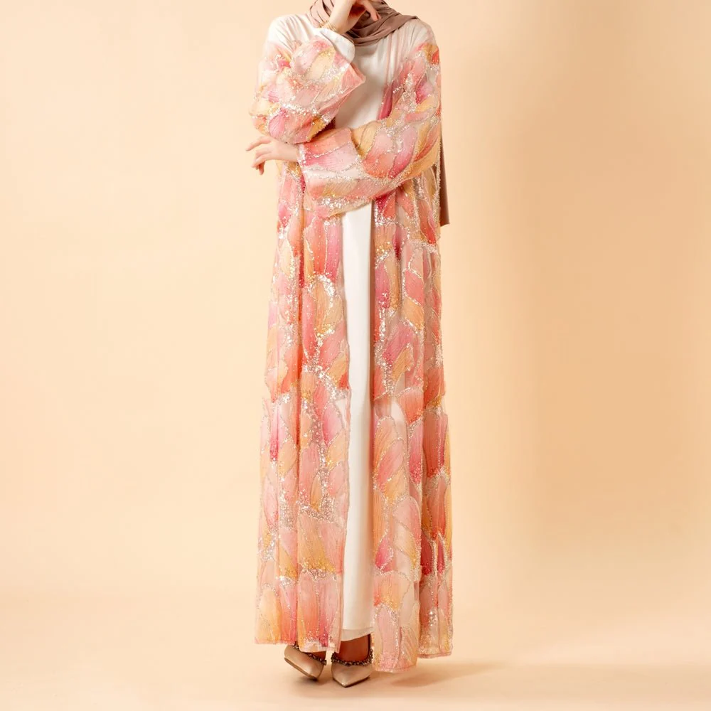 Petal Glow Hand-Embroidered Open Abaya — Secret Garden Series (MOA295) - Image 9