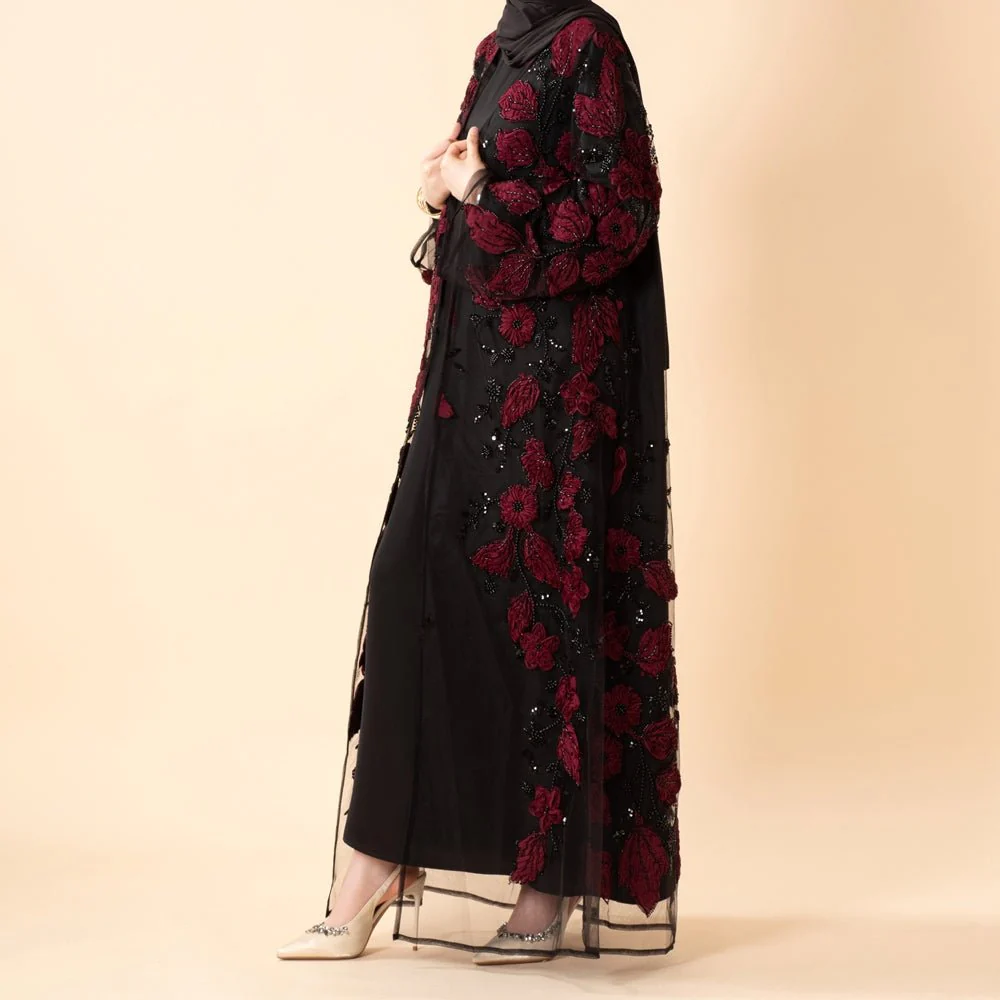 Sunlit Petals Floral Embroidered Abaya – Secret Garden Series (MOA300) - Image 10