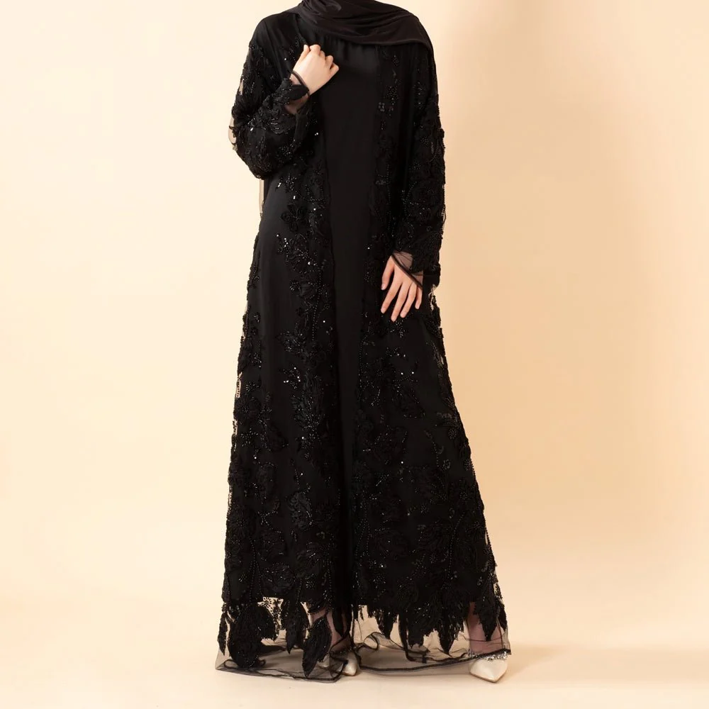 Sunlit Petals Floral Embroidered Abaya – Secret Garden Series (MOA300) - Image 12