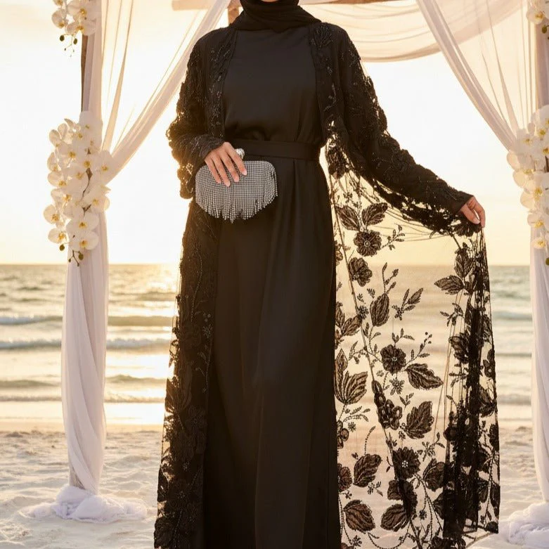 Sunlit Petals Floral Embroidered Abaya – Secret Garden Series (MOA300) - Image 19