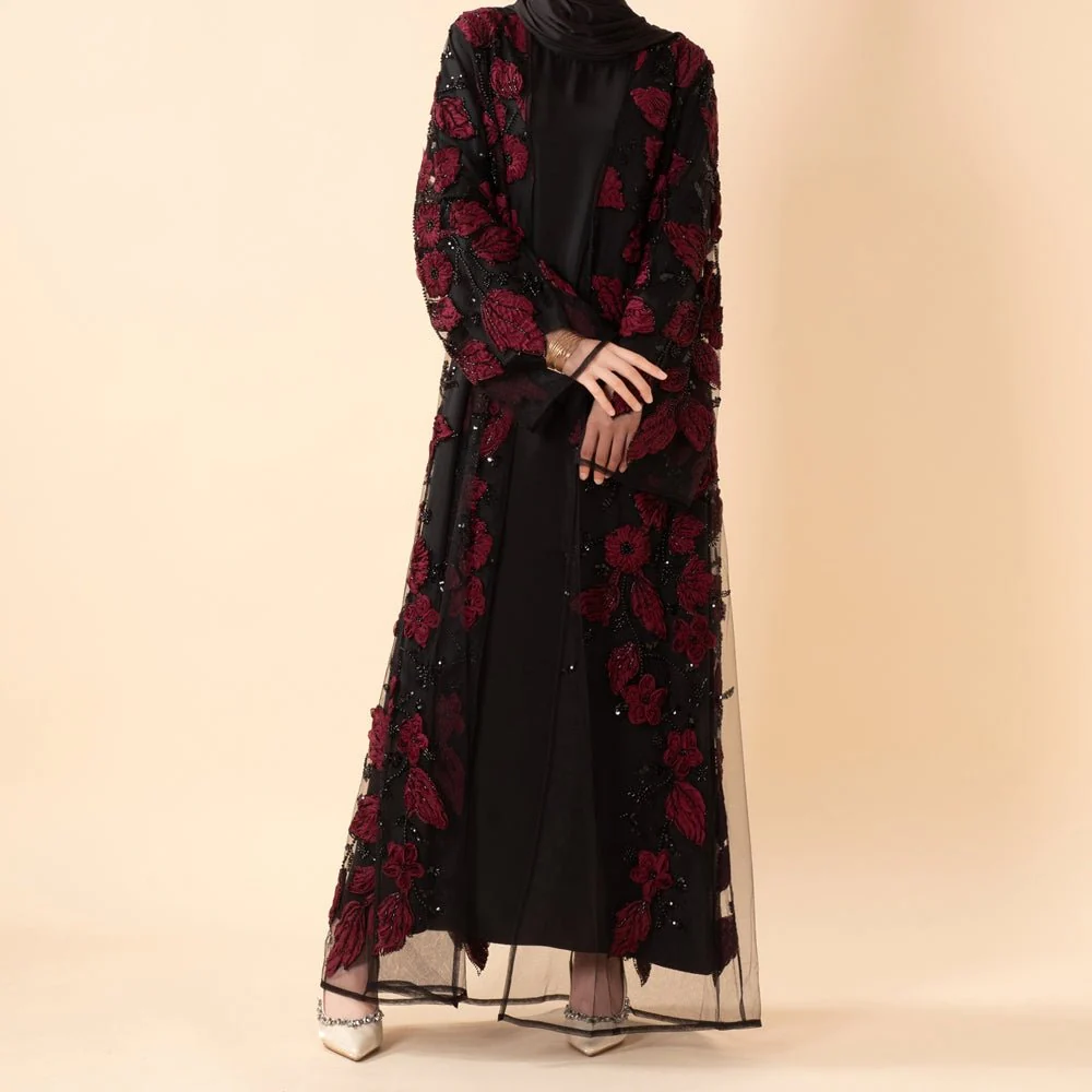 Sunlit Petals Floral Embroidered Abaya – Secret Garden Series (MOA300) - Image 5