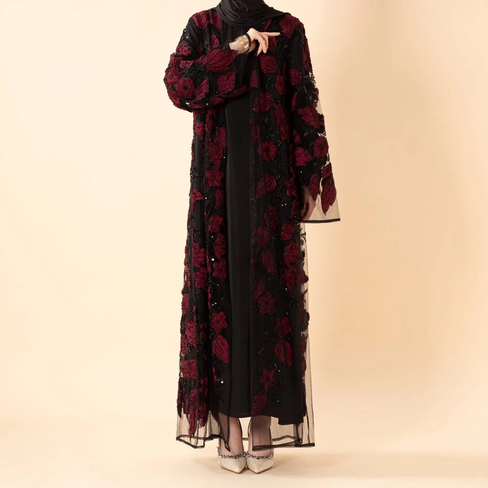 Sunlit Petals Floral Embroidered Abaya – Secret Garden Series (MOA300) - Image 6