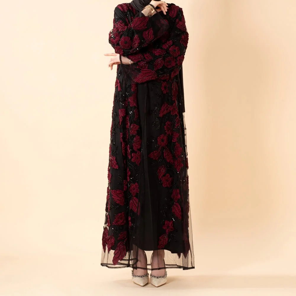 Sunlit Petals Floral Embroidered Abaya – Secret Garden Series (MOA300) - Image 8
